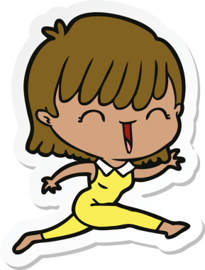 Bir insan tarafından çizilmiş bir karikatür kadının çıkartması.