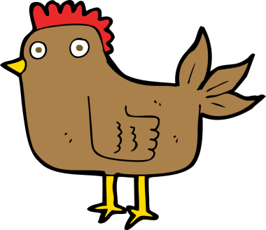 Bir insan tarafından çizilmiş çizgi film tavuğu.