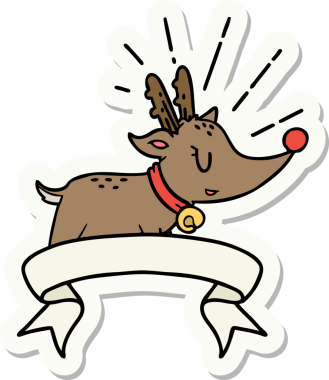 Bir insan tarafından çizilmiş dövme stili Ren geyiği etiketi.