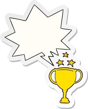 Bir insan tarafından çizilmiş konuşma balonu çıkartmalı spor kupası.