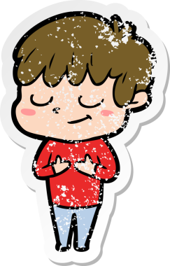 Bir insan tarafından çizilmiş mutlu bir çocuğun sıkıntılı çıkartması.