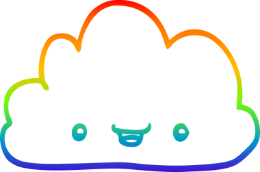 gökkuşağı gradyan çizgi çizimi bir insan tarafından çizilmiş küçük mutlu bulut