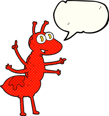 Bir insan tarafından çizilmiş serbest çizilmiş çizgi roman konuşma balonu karınca.