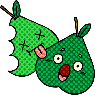 bir insan tarafından çizilmiş bir armut çizgi filmi.