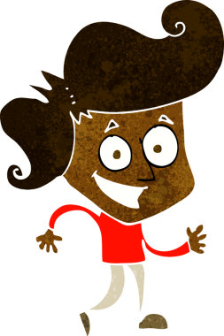 Bir insan tarafından çizilmiş sırıtan bir çizgi film adamı.