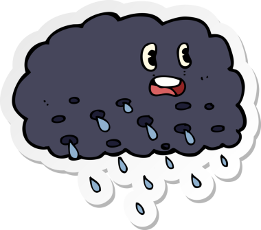 Bir insan tarafından çizilmiş karikatür yağmur bulutu etiketi