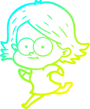 Bir insan tarafından çizilmiş mutlu çizgi film kızı çizimi.