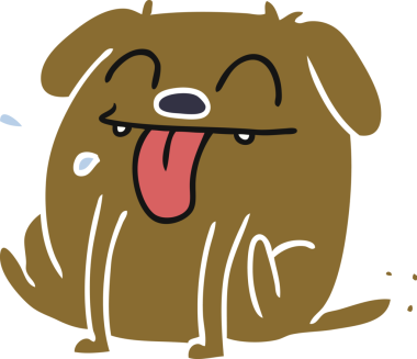 Bir insan tarafından çizilmiş kawai köpeği karikatürü.