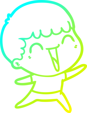 Bir çizgi film çizen soğuk gradyalı mutlu bir adam bir insan tarafından çizilmiş.