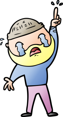 Çizgi film sakallı adam bir insan tarafından çizilmiş ağlıyor.