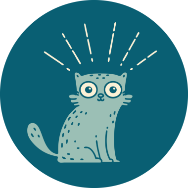 Dövme tarzı bir ikon Bir insan tarafından çizilen sürpriz kedi