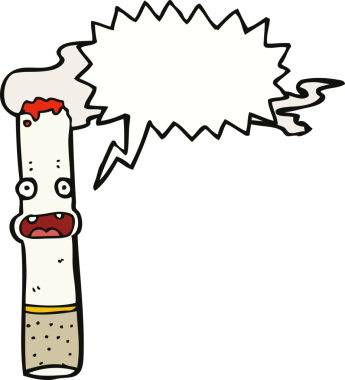 Bir insan tarafından çizilmiş konuşma baloncuklu çizgi film sigarası.