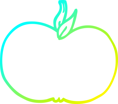 Bir insan tarafından çizilmiş sulu bir elmanın soğuk gradyan çizimi.