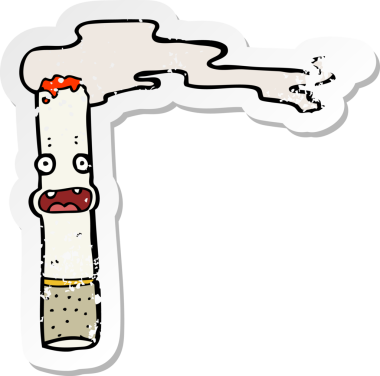 Bir insan tarafından çizilmiş karikatür sigarasının gerilimli yapıştırması.