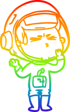 Bir insan tarafından çizilen gökkuşağı gradyan çizimi stresli astronot