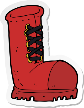 Bir insan tarafından çizilmiş eski bir çizmenin çıkartması.