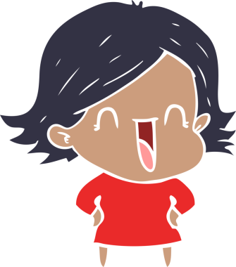 Bir insan tarafından çizilmiş düz renkli bir çizgi film.