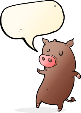 Bir insan tarafından çizilmiş komik bir çizgi film domuzu.