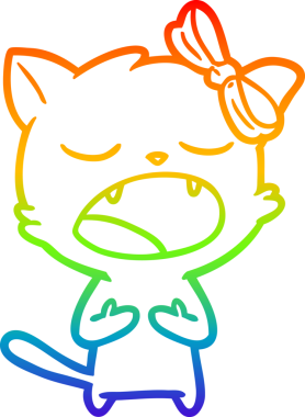 Bir insan tarafından miyavlanan çizgi bir kedinin çizimi.