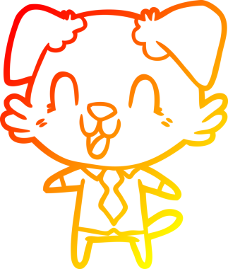 Bir insan tarafından çizilmiş, gülen bir köpek müdürünün sıcak çizgi çizimi.