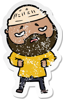 Bir insan tarafından çizilmiş sakallı endişeli bir karikatür çıkartması.