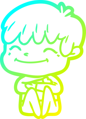 Bir çizgi film karakteri çizen soğuk çizgi bir insan tarafından çizilmiş mutlu çocuk.