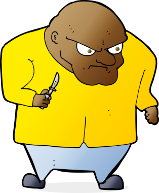 Bir insan tarafından çizilmiş kötü adam çizgi filmi.