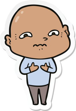 Bir insan tarafından çizilmiş gergin bir adamın çıkartması.