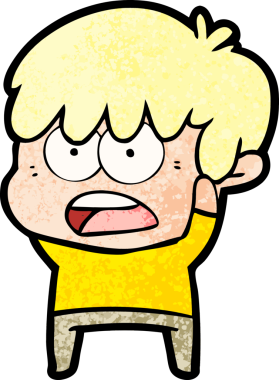 Bir insan tarafından çizilmiş endişeli çizgi film çocuğu.