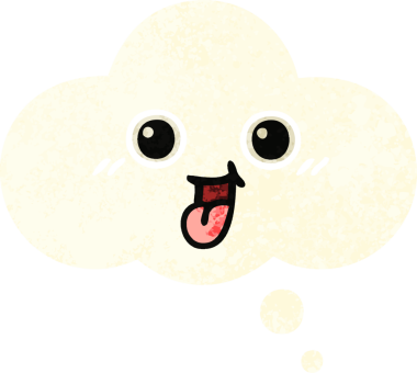 Bir insan tarafından çizilen düşünce baloncuğunun retro çizim tarzı karikatürü