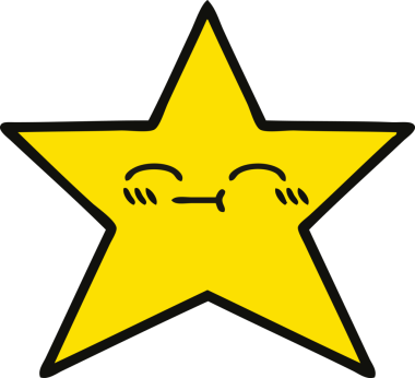 Bir insan tarafından çizilmiş altın yıldız karikatürü.