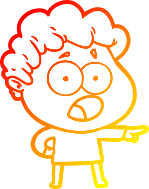 Bir insan tarafından şaşırtılarak çizilen çizgi film karakterinin sıcak çizgi çizimi.