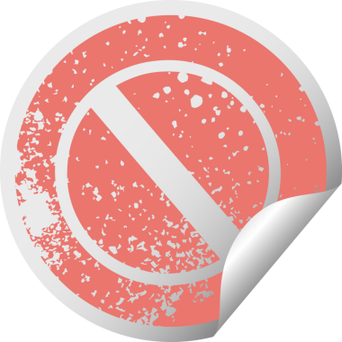 Bir insan tarafından çizilmiş izin verilmeyen işaretin sıkıntılı dairesel kabuk soyma etiketi