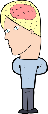 Bir insan tarafından çizilmiş büyük beyinli çizgi film adamı.