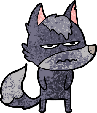 Bir insan tarafından çizilmiş rahatsız kurt çizgi filmi.