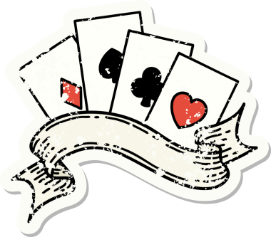 Geleneksel kart stili ve bir insanın çizdiği pankart dövmesi