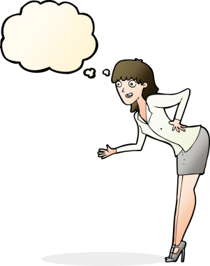 Bir insan tarafından çizilmiş düşünce baloncuğuyla açıklama yapan bir iş kadını.