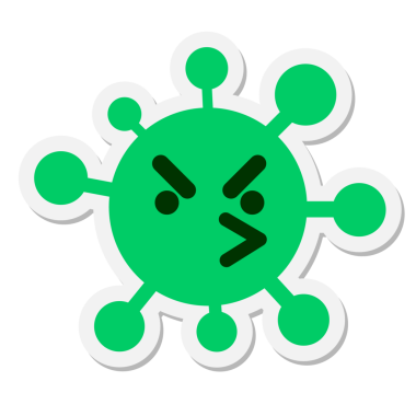 Bir insan tarafından çizilmiş rahatsız kuş virüsü etiketi.