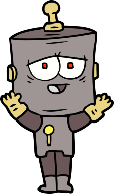 Bir insan tarafından çizilmiş çizgi film robotu