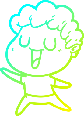 Bir insan tarafından çizilmiş gülen bir çizgi film karakterinin soğuk gradyan çizgisi.