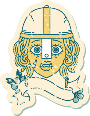 Retro Dövme Biçimli Ork savaşçı yüzü bir insan tarafından çizilmiş