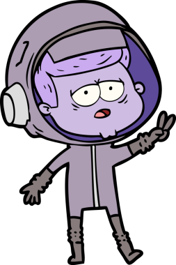 Bir insan tarafından çizilmiş yorgun astronot çizgi filmi.