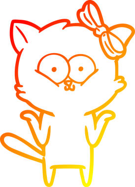 Bir insan tarafından çizilmiş çizgi film kedisinin sıcak çizgi çizimi