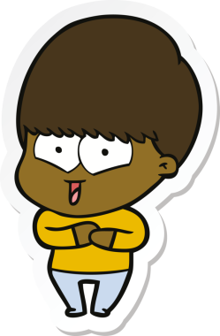 Bir insan tarafından çizilmiş mutlu bir çocuğun çıkartması.