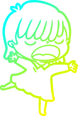 Bir insan tarafından yüksek sesle çizilmiş bir karikatür kadın çizimi.