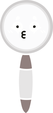 Bir insanın çizdiği büyüteçin düz renkli retro karikatürü