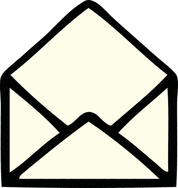 Bir insan tarafından çizilmiş kağıt bir zarfın çizgi roman tarzı karikatürü