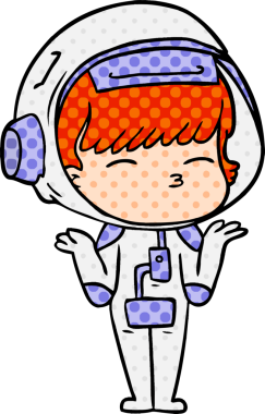 Bir insan tarafından çizilmiş meraklı astronot çizgi filmi.