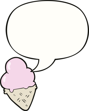 Bir insan tarafından çizilmiş konuşma balonlu çizgi film dondurması.