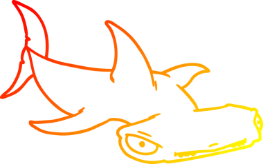 Bir insan tarafından çizilmiş bir çekiç başlı köpekbalığının sıcak çizgi çizimi